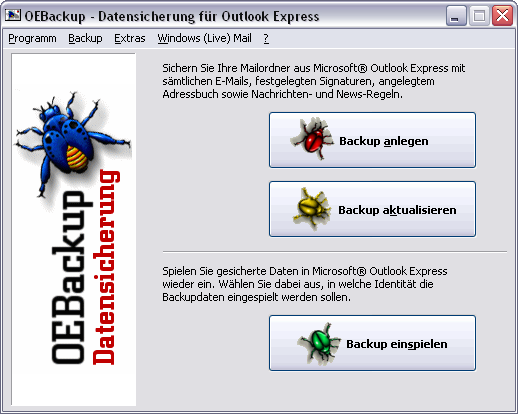 OEBackup - Backup fÃ¼r Outlook Express