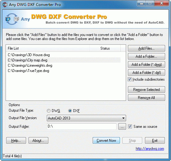 DWG to DXF Converter Pro 2009.7