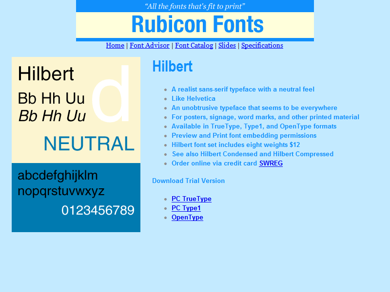 Hilbert Font OpenType
