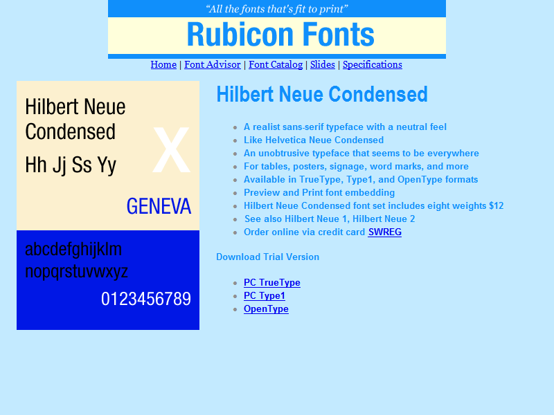 Hilbert Neue Condensed Font OpenType