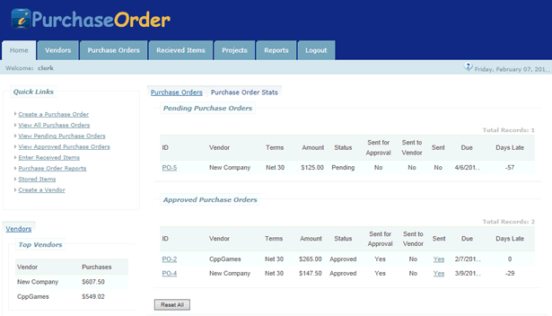 Purchase Order Software .Net