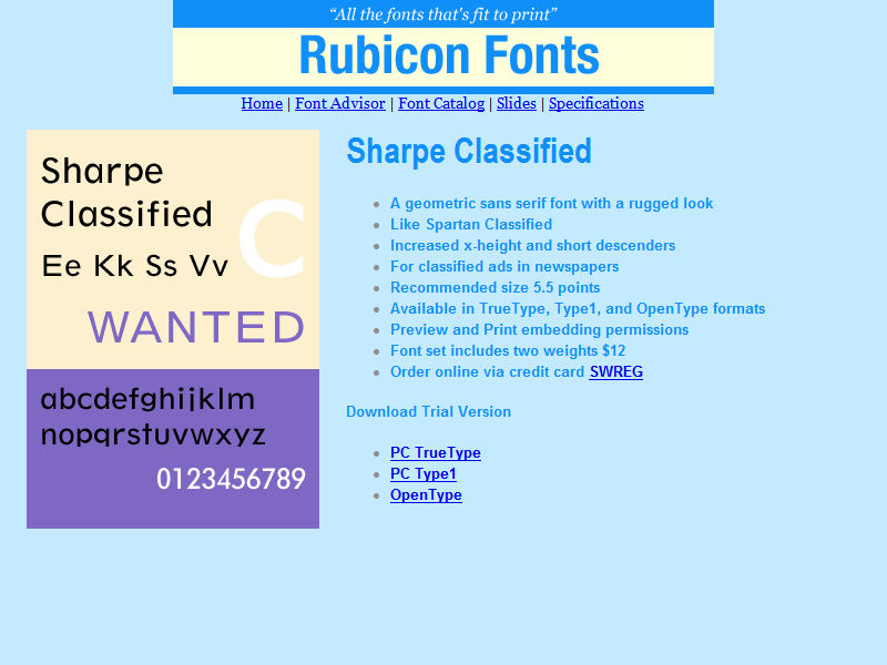 Sharpe Classified Font TT