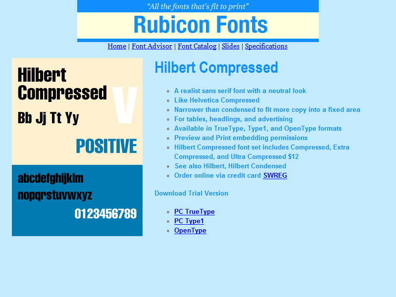 Hilbert Compressed Font OpenType