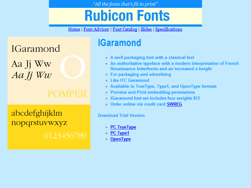 IGaramond Font OpenType