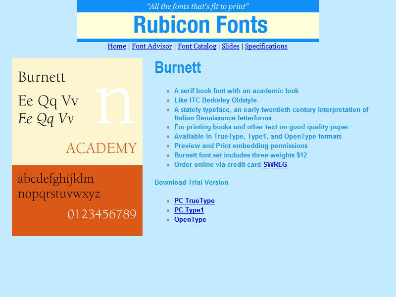 Burnett Font Type1