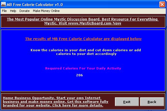 MB Calorie Calculator