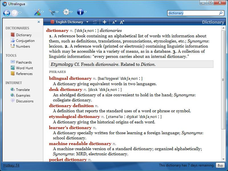 French-English Dictionary by Ultralingua for Windows